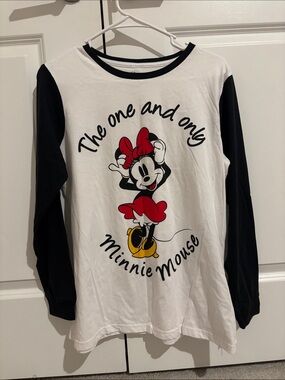 Minnie Mouse Long-Sleeve Top - White with Black Sleeves